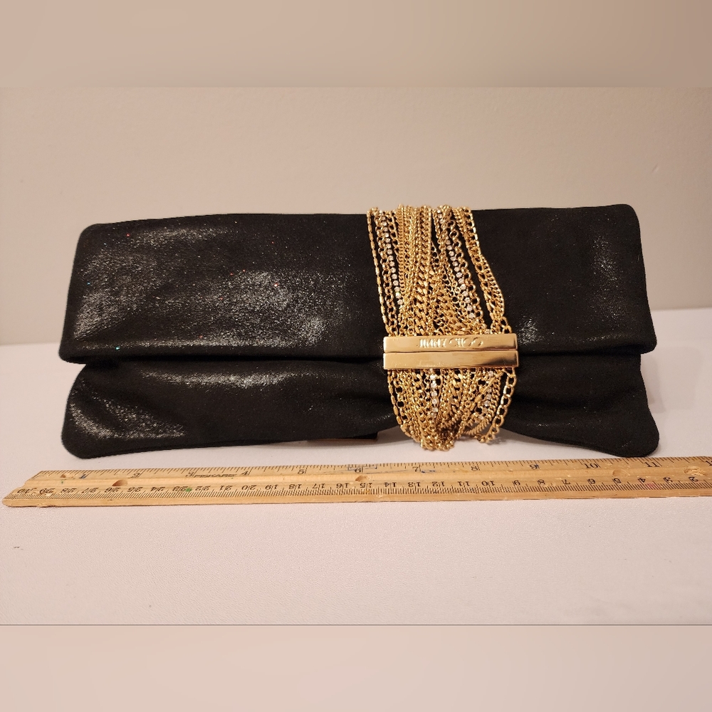 Jimmy Choo shimmer suede Chandra clutch